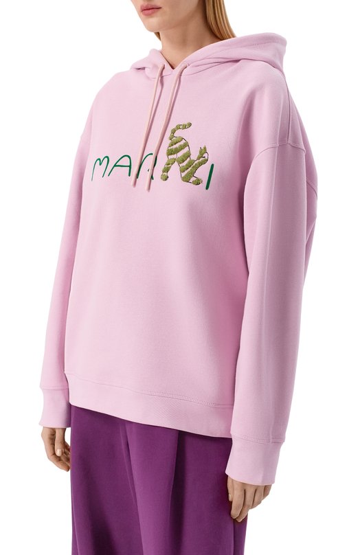 Хлопковое худи Marni FLJE0242S0/USCY85 Розовый  FLJE0242S0/USCY85 Фото 3