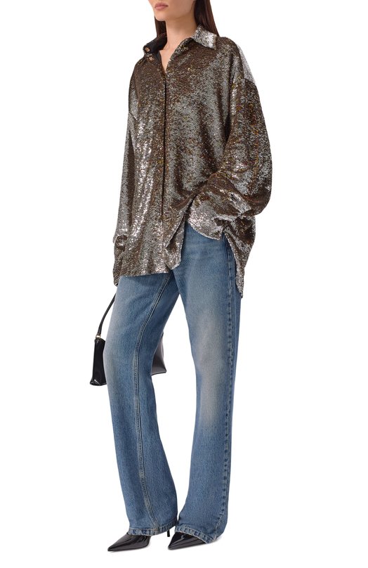 Рубашка с отделкой пайетками Flashin FX25SDB Серебряный  FX25SDB Фото 2