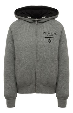 Женский кашемировый кардиган PRADA серого цв�ета, арт. P25I95-10J4-F0031-212 | Фото 1 (Материал внешний: Шерсть, Кашемир; Рукава: Длинные; Региональные ограничения белый список (Axapta Mercury): Не проставлено; Длина (для топов): Стандартные; Материал сплава: Проставлено; Нос: Не проставлено; Стили: Спорт-шик; Женское Кросс-КТ: кардиган-трикотаж; Драгоценные камни: Проставлено)