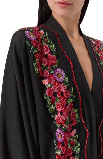 Шелковая абайя с цветочной вышивкой пайетками DOLCE & GABBANA, арт. 0102/F63R5Z/FUABF, фото 4