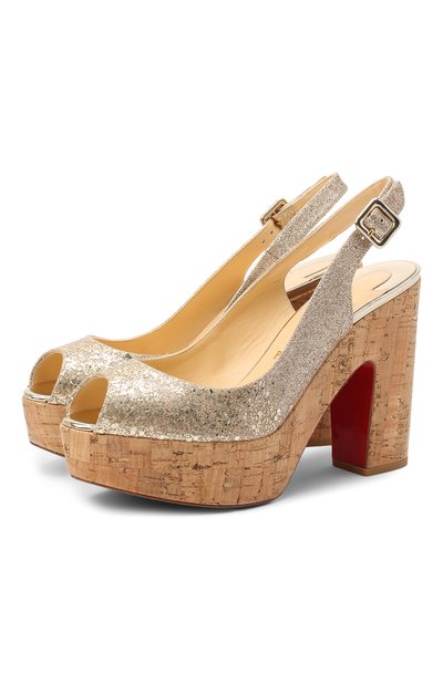 Босоножки dona anna 120 CHRISTIAN LOUBOUTIN, арт. dona anna 120 glitter ecu/sp/cork zeppa, фото 1