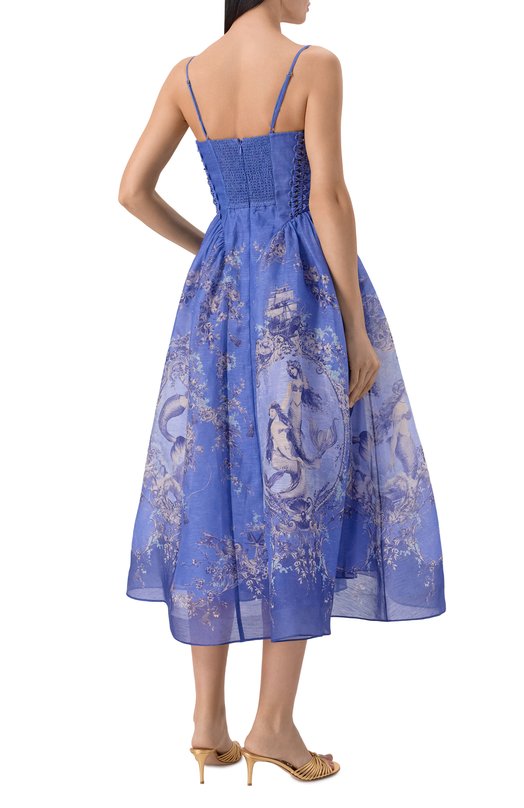 Платье изо льна и шелка Zimmermann 6347DC261 Синий  6347DC261 Фото 3