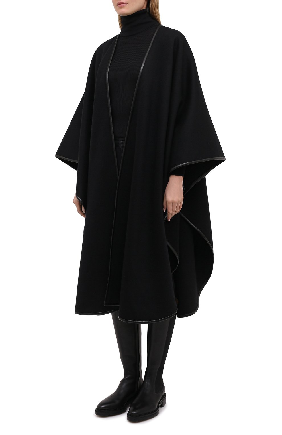 Шерстяная накидка SAINT LAURENT черного цвета по цене 346000 руб., арт. 634644/Y5B49, фото 3 Шерстяная накидка SAINT LAURENT, арт. 634644/Y5B49, фото 3