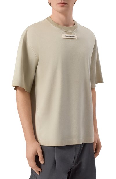Хлопковая футболка DOLCE & GABBANA хаки цвета по цене 85850 руб., арт. G8TJ6T/G7PPQ, фото 3 Хлопковая футболка DOLCE & GABBANA, арт. G8TJ6T/G7PPQ, фото 3