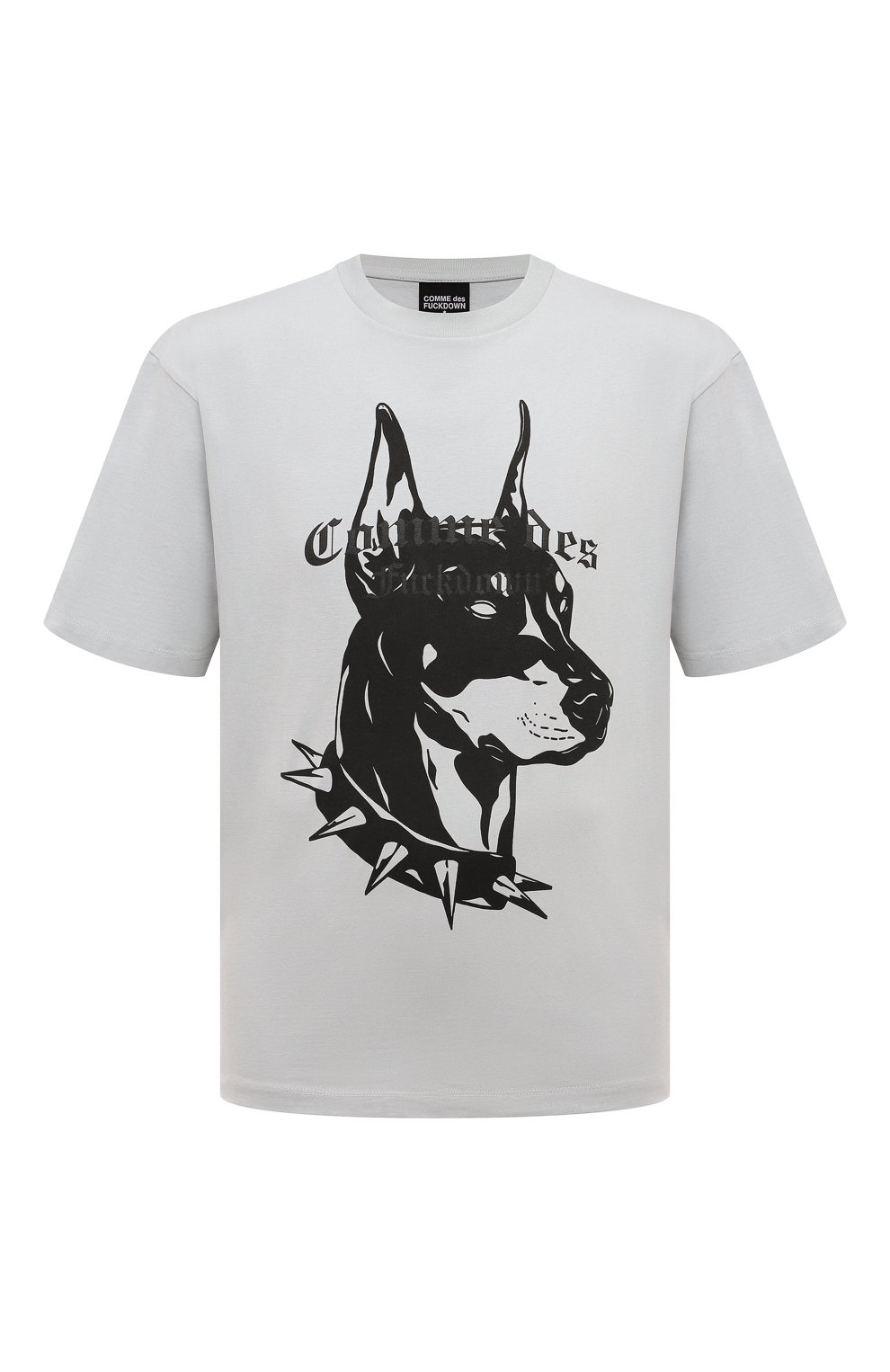 Хлопковая футболка COMME DES FUCKDOWN светло-серого цвета по цене 8575 руб., арт. CFABM00106, фото 1 Хлопковая футболка COMME DES FUCKDOWN, арт. CFABM00106, фото 1