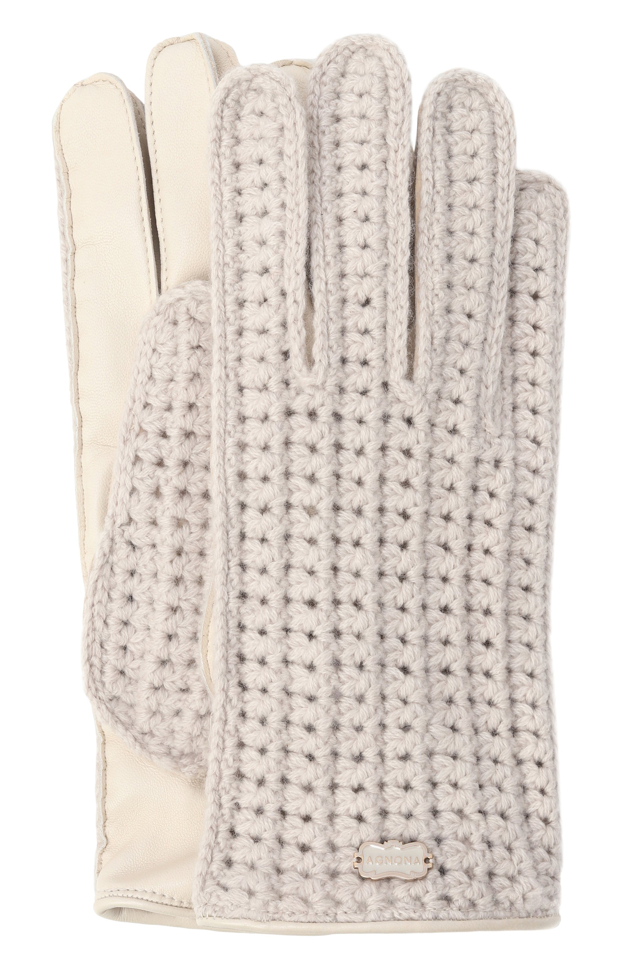 Комбинированные перчатки AGNONA кремового цвета по цене 99500 руб., арт. MY08040E/7K120LE, фото 1 Комбинированные перчатки AGNONA, арт. MY08040E/7K120LE, фото 1