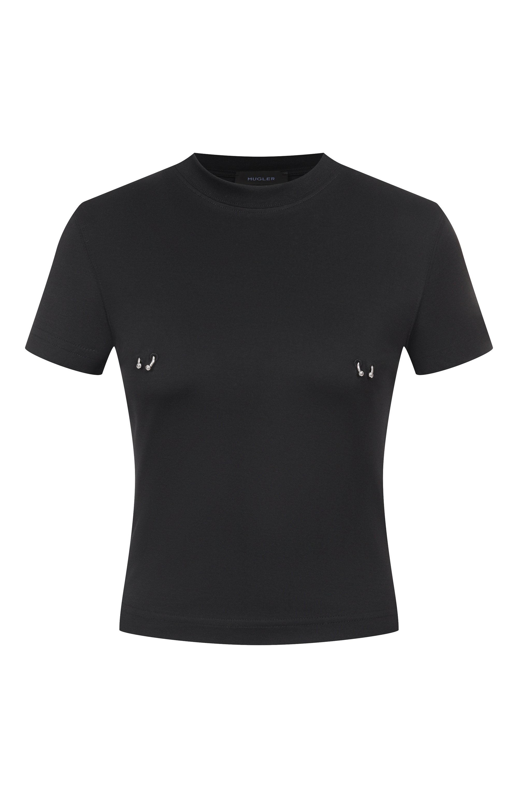 Хлопковая футболка MUGLER черного цвета по цене 33750 руб., арт. 25F3TS01086016, фото 1 Хлопковая футболка MUGLER, арт. 25F3TS01086016, фото 1