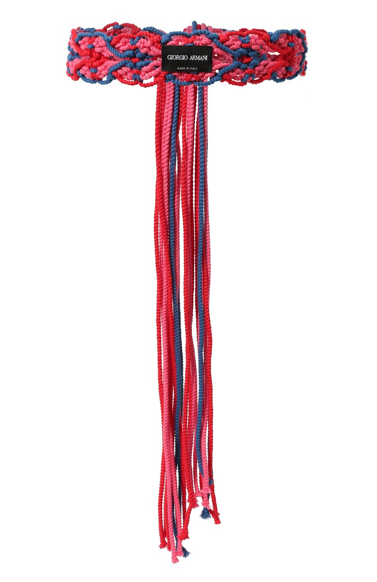 Женский текстильный пояс GIORGIO ARMANI розового цвета, арт. Y1I303/YRG4V | Фото 1 (Материал: Текстиль; Кросс-КТ: Широкие; Материал сплава: Проставлено; Нос: Не проставлено)