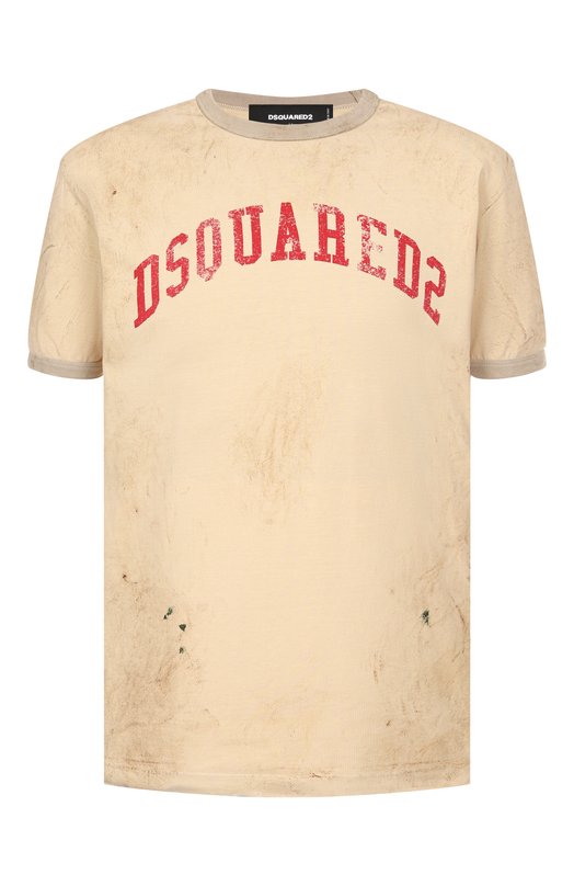 Хлопковая футболка Dsquared2 S74GD1461/D20035 Бежевый S74GD1461/D20035