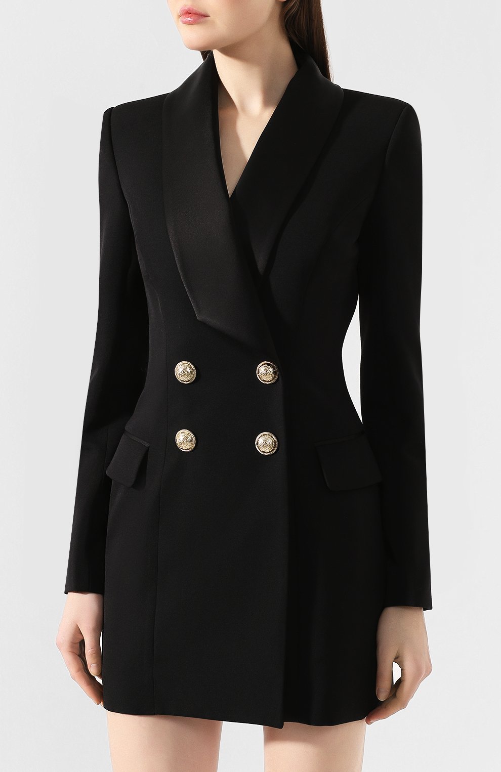 Шерстяное платье BALMAIN черного цвета по цене 199500 руб., арт. TF16224/167L, фото 3 Шерстяное платье BALMAIN, арт. TF16224/167L, фото 3