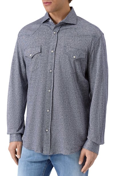 Рубашка изо льна и хлопка BRUNELLO CUCINELLI, арт. MW8356666, фото 3