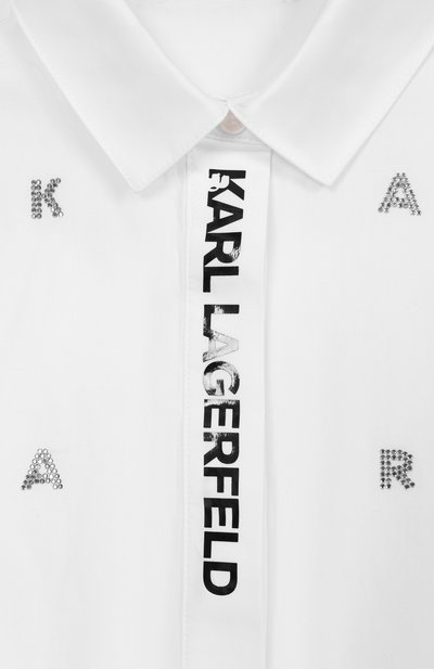 Хлопковое платье-рубашка KARL LAGERFELD KIDS, арт. Z30463, фото 3