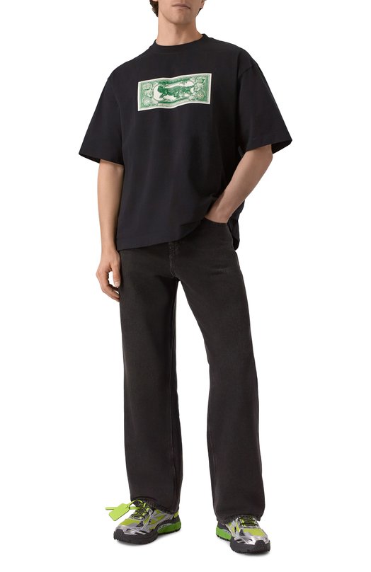 Хлопковая футболка Off-White 0MAA120S25JER00C Чёрный  0MAA120S25JER00C Фото 2