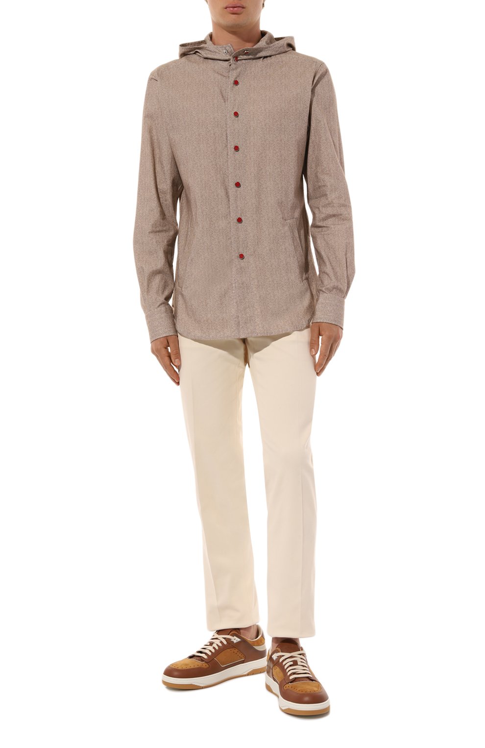 Хлопковая рубашка KITON бежевого цвета по цене 59950 руб., арт. UMCMARH0908603, фото 2 Хлопковая рубашка KITON, арт. UMCMARH0908603, фото 2
