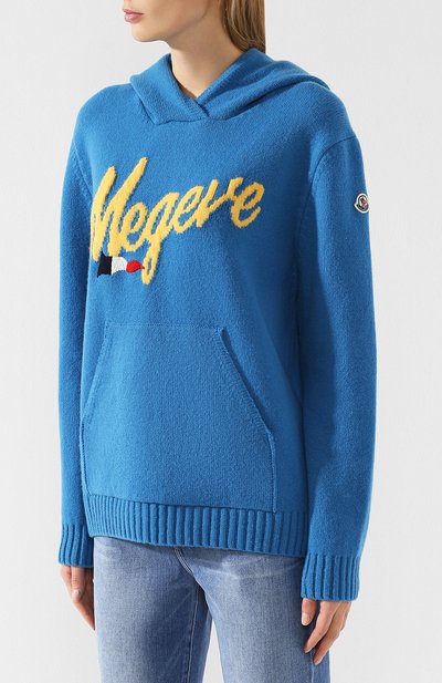 Пуловер из смеси шерсти и кашемира MONCLER синего цвета по цене 82100 руб., арт. D2-093-90934-50-959A8, фото 3 Пуловер из смеси шерсти и кашемира MONCLER, арт. D2-093-90934-50-959A8, фото 3