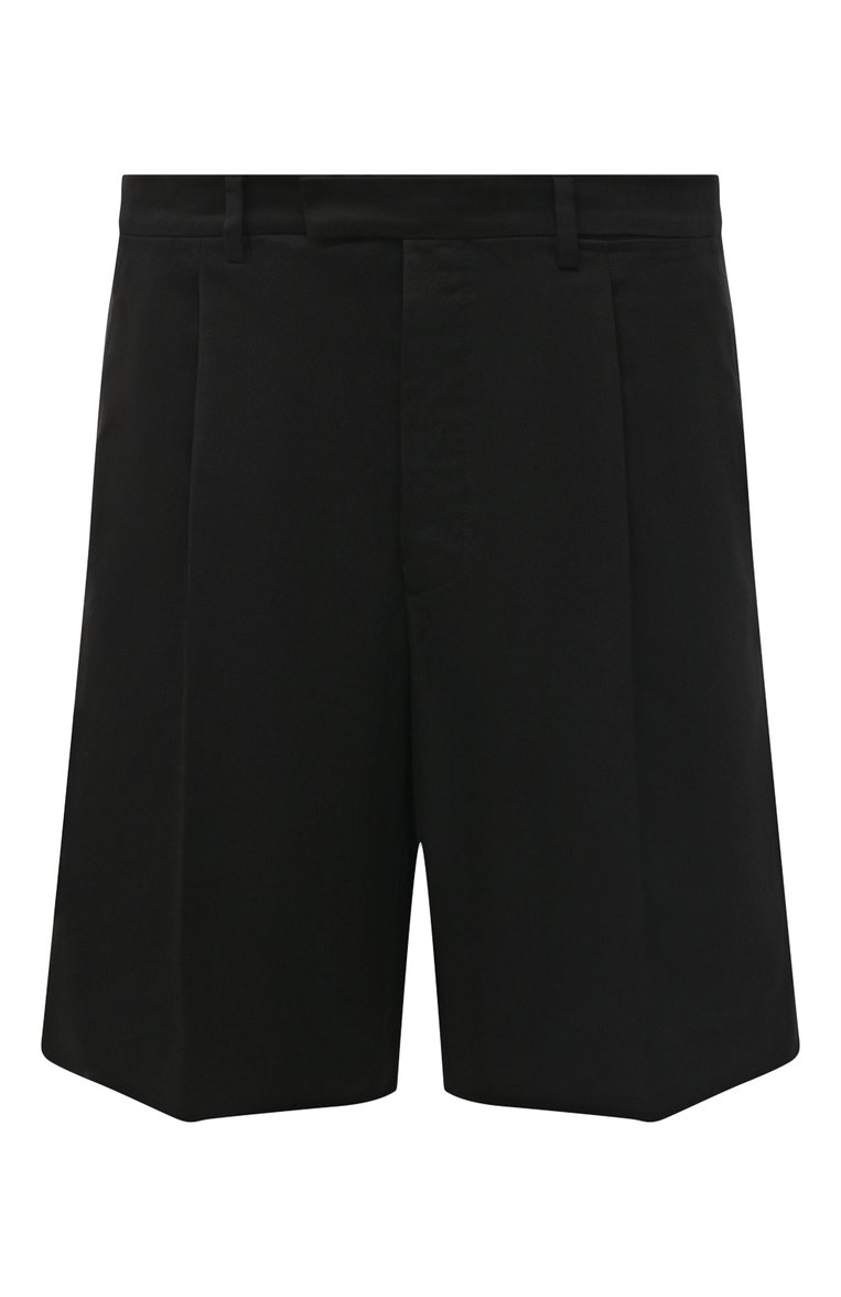 Мужские хлопковые шорты PRADA черного цвета, арт. UP0086-1UPX-F0002-201 | Фото 1 (Длина Шорты М: До колена; Случай: Формальный; Принт: Без принта; Стили: Кэжуэл; Материал внешний: Хлопок; Материал: Хлопок)