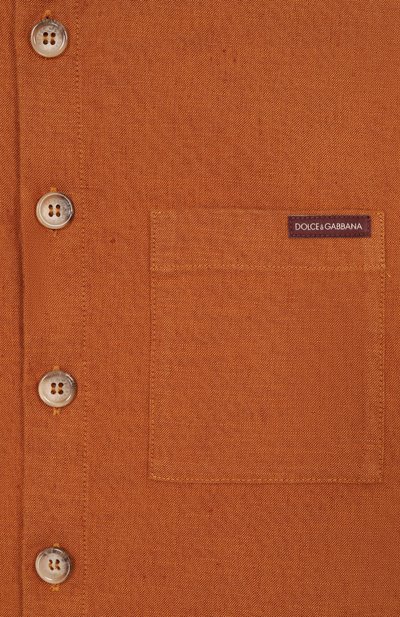 Рубашка из хлопка и льна DOLCE & GABBANA светло-коричневого цвета по цене 47800 руб., арт. L44S75/LT372_001, фото 3 Рубашка из хлопка и льна DOLCE & GABBANA, арт. L44S75/LT372_001, фото 3