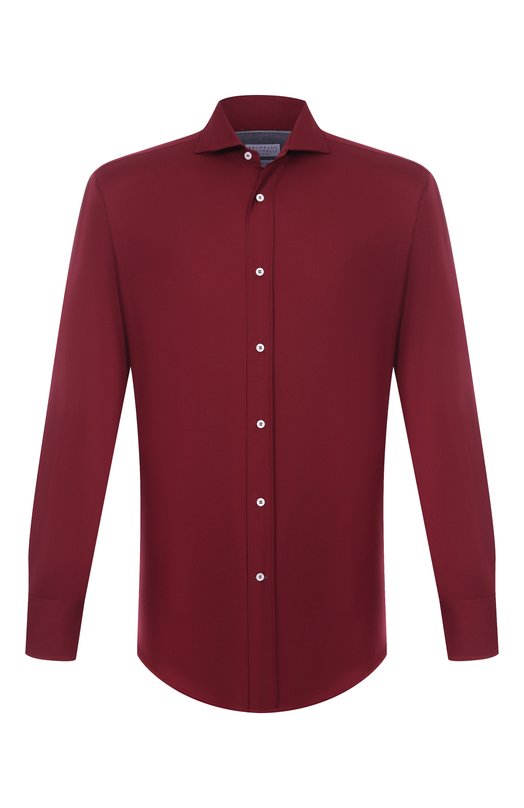 Хлопковая сорочка Brunello Cucinelli MW6041718 Бордовый MW6041718