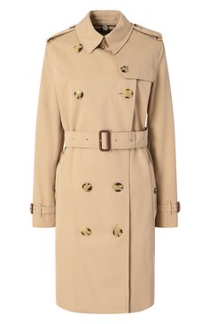 Женский хлопковый тренч BURBERRY бежевого цвета, арт. 8079411 | Фото 1 (Материал сплава: Проставлено; Длина (верхняя одежда): До с�ередины бедра; Материал подклада: Хлопок; Драгоценные камни: Проставлено; Рукава: Длинные; Кросс-КТ: Куртка; Материал внешний: Хлопок; Стили: Классический)
