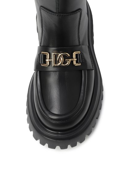 Кожаные ботинки DOLCE & GABBANA черного цвета по цене 79950 руб., арт. D11328/A0227, фото 4 Кожаные ботинки DOLCE & GABBANA, арт. D11328/A0227, фото 4
