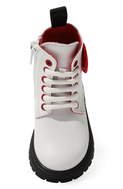 Кожаные ботинки MOSCHINO белого цвета по цене 27800 руб., арт. 75907/20-27, фото 4 Кожаные ботинки MOSCHINO, арт. 75907/20-27, фото 4