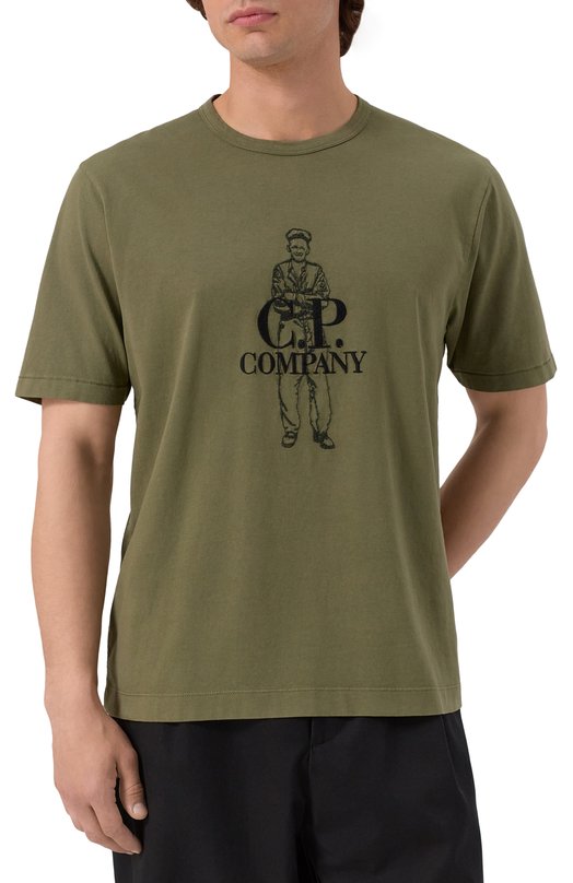 Хлопковая футболка C.P. Company 18CMTS288A0060570 Хаки  18CMTS288A0060570 Фото 3
