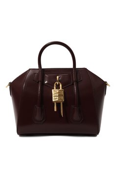 Женская сумка antigona lock mini GIVENCHY бордового цвета, арт. BB50U0B13A | Фото 1 (Материал: Натуральная кожа; Ремень/цепочка: На ремешке; Размер: mini; Драгоценные камни: Проставлено; Материал сплава: Проставлено)