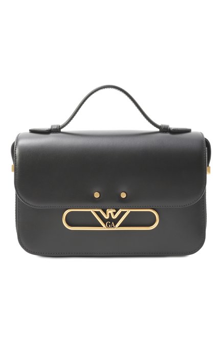 Женская сумка EMPORIO ARMANI черного цвета, арт. EW001484/AF14786 | Фото 1 (Драгоценные камни: Проставлено; Ремень/цепочка: На ремешке; Размер: small; Материал: Натуральная кожа; Материал с�плава: Проставлено)