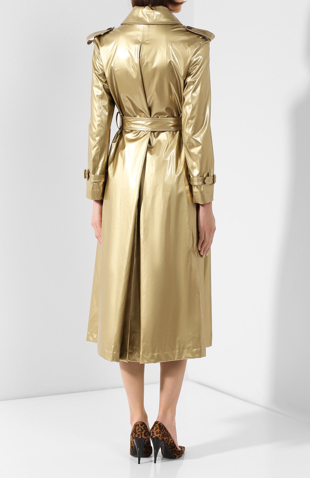 Тренч с поясом DOLCE & GABBANA золотого цвета по цене 416500 руб., арт. F0X47T/FUZB0, фото 4 Тренч с поясом DOLCE & GABBANA, арт. F0X47T/FUZB0, фото 4