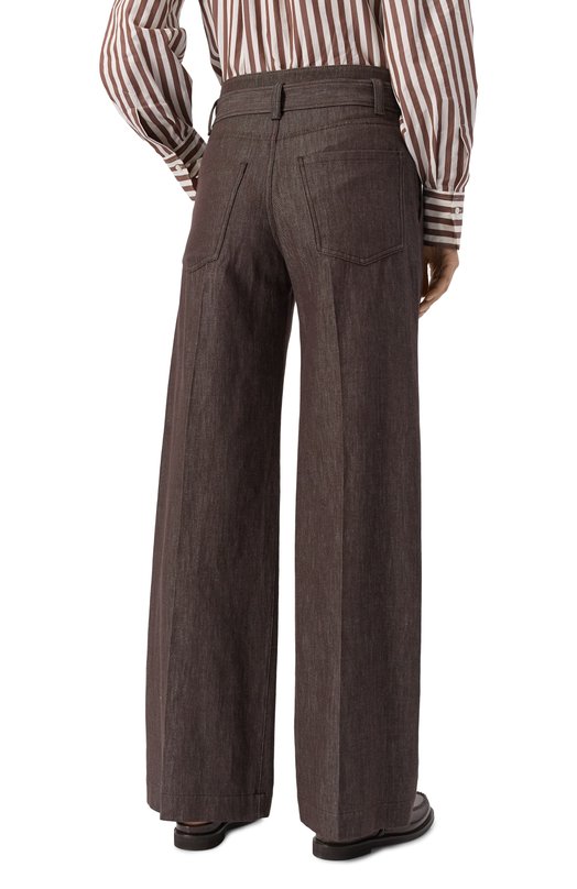 Хлопковые брюки Brunello Cucinelli MP125P4012 Коричневый  MP125P4012 Фото 4