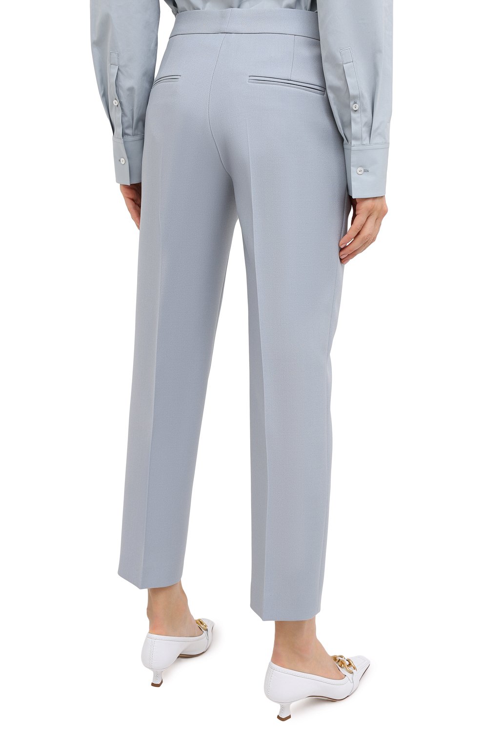 Шерстяные брюки JIL SANDER голубого цвета по цене 93750 руб., арт. JSPR300720-WR201000, фото 4 Шерстяные брюки JIL SANDER, арт. JSPR300720-WR201000, фото 4