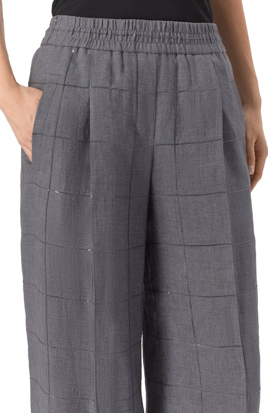 Льняные брюки Brunello Cucinelli MM633P8887 Серый  MM633P8887 Фото 5