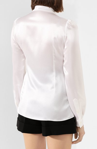 Атласная блузка DOLCE & GABBANA белого цвета по цене 99500 руб., арт. F5L63T/FU1AU, фото 4 Атласная блузка DOLCE & GABBANA, арт. F5L63T/FU1AU, фото 4