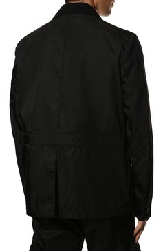 Мужской пиджак PRADA черного цвета, арт. SD134-10GL-F0002-221 | Фото 4 (Рукава: Длинные; Случай: Повседневный; Длина (для топов): Стандартные; Материал сплава: Проставлено; Материал внешний: Хлопок; 1-2-бортные: Однобортные; Пиджаки М: Прямой; Драгоценные камни: Проставлено; Стили: Кэжуэл)