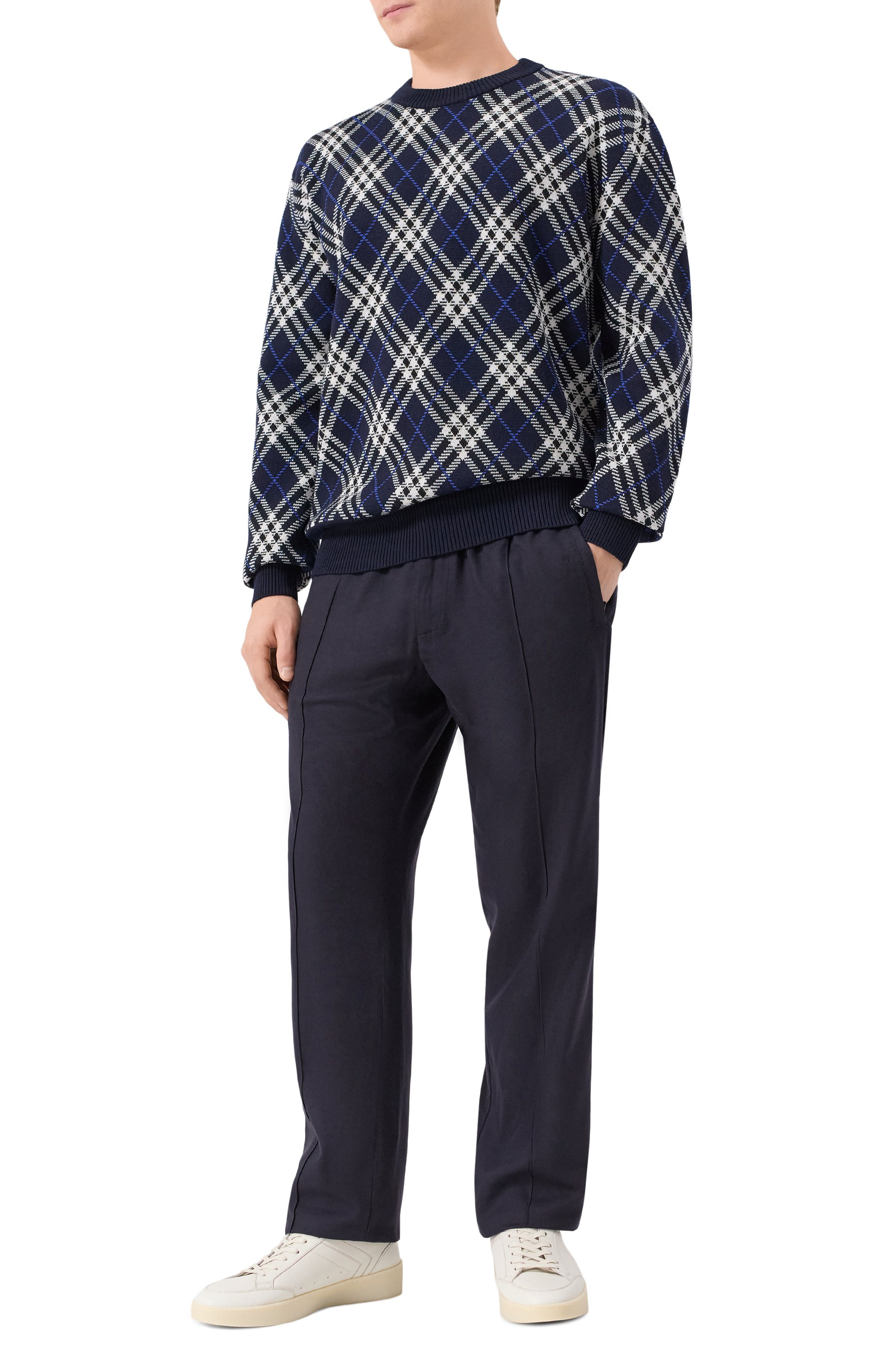 Брюки из хлопка и вискозы DOLCE & GABBANA темно-синего цвета по цене 125500 руб., арт. GP147T/FCTAB, фото 2 Брюки из хлопка и вискозы DOLCE & GABBANA, арт. GP147T/FCTAB, фото 2