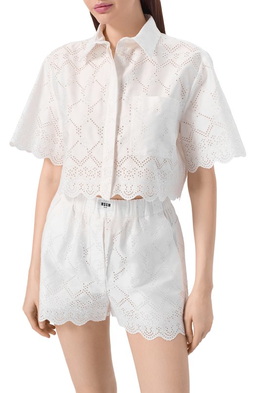 Хлопковая рубашка MSGM 4041MDE16/267122 Белый  4041MDE16/267122 Фото 3