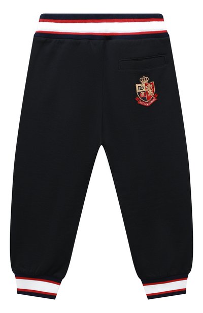 Хлопковые джоггеры DOLCE & GABBANA темно-синего цвета по цене 37200 руб., арт. L4JPFY/G7E1V/8-14, фото 2 Хлопковые джоггеры DOLCE & GABBANA, арт. L4JPFY/G7E1V/8-14, фото 2