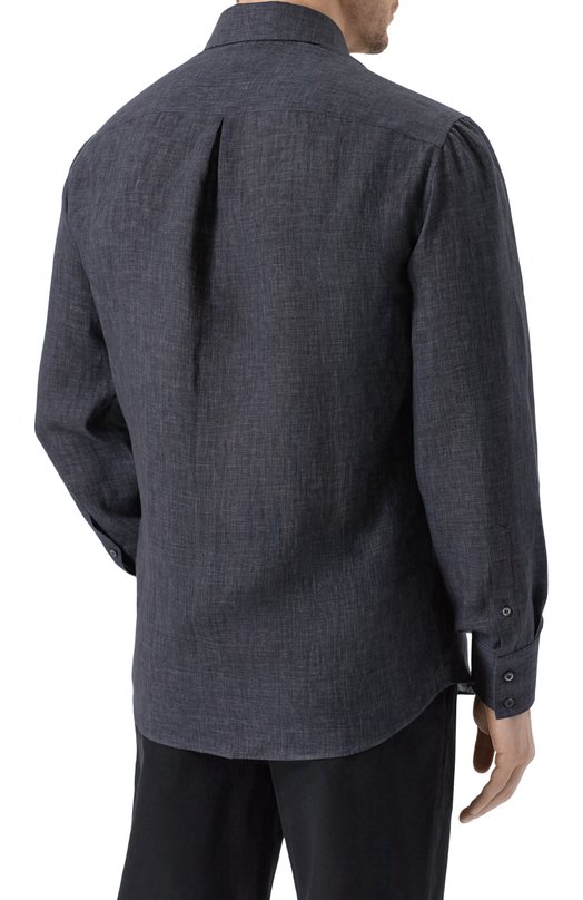 Льняная рубашка Brunello Cucinelli MF6300028 Серый  MF6300028 Фото 4