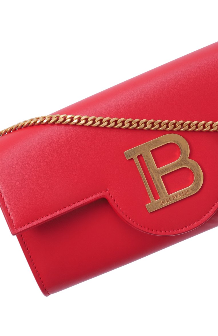 Женская сумка b-buzz BALMAIN красного цвета, арт. DN10N197/LAVE | Фото 3 (Материал сплава: Проставлено; Драгоценные камни: Проставлено; Материал: Натуральная кожа; Размер: mini)
