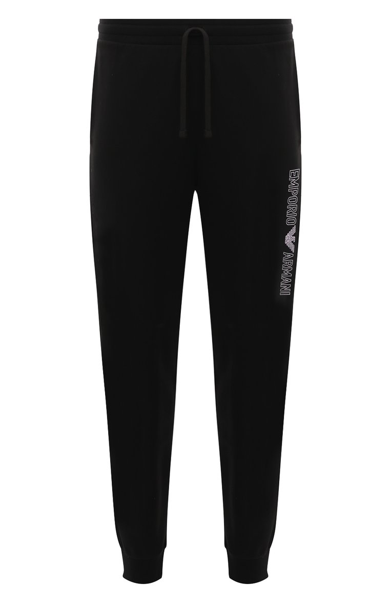 Мужские хлопковые джоггеры EMPORIO ARMANI черного цвета, арт. 111690/4R566 | Фото 1 (Длина (брюки, джинсы): Стандартные; Драгоценные камни: Проставлено; Материал внешний: Хлопок; Материал сплава: Проставлено; Силуэт М (брюки): Джоггеры; Стили: Кэжуэл)