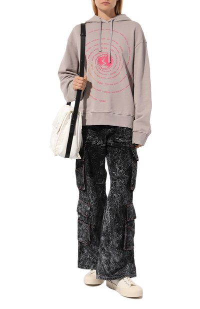 Хлопковое худи DIESEL светло-серого цвета по цене 18500 руб., арт. A11112/0JFAV, фото 2 Хлопковое худи DIESEL, арт. A11112/0JFAV, фото 2