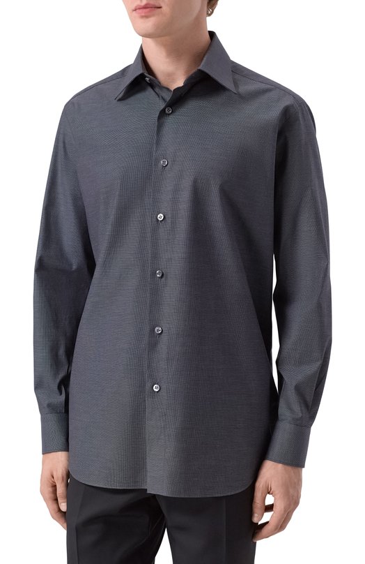 Хлопковая рубашка Brioni RCB40L/0D04P Серый  RCB40L/0D04P Фото 3