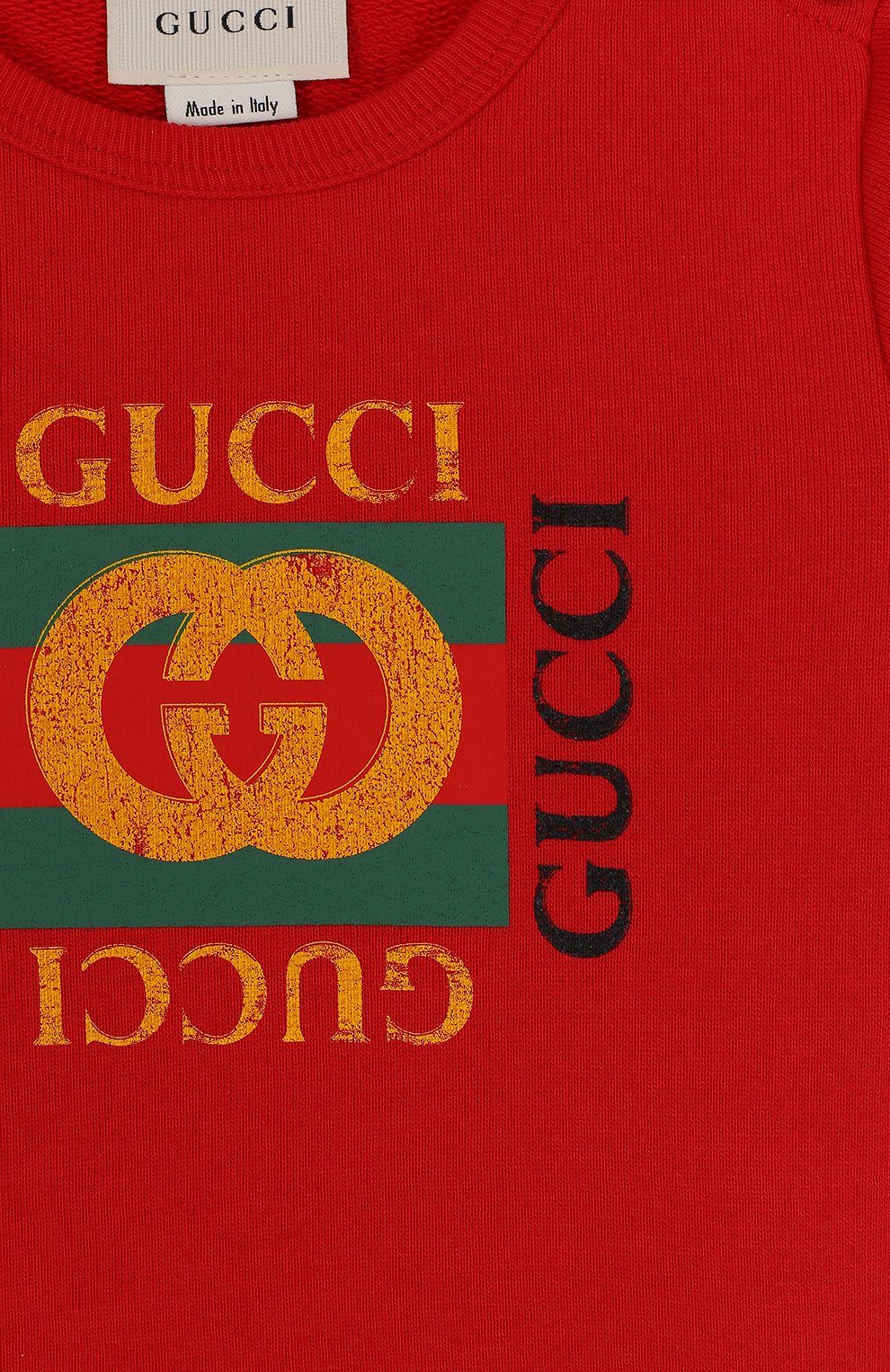 Хлопковый свитшот с логотипом бренда GUCCI красного цвета по цене 19950 руб., арт. 497819/X9P52, фото 3 Хлопковый свитшот с логотипом бренда GUCCI, арт. 497819/X9P52, фото 3
