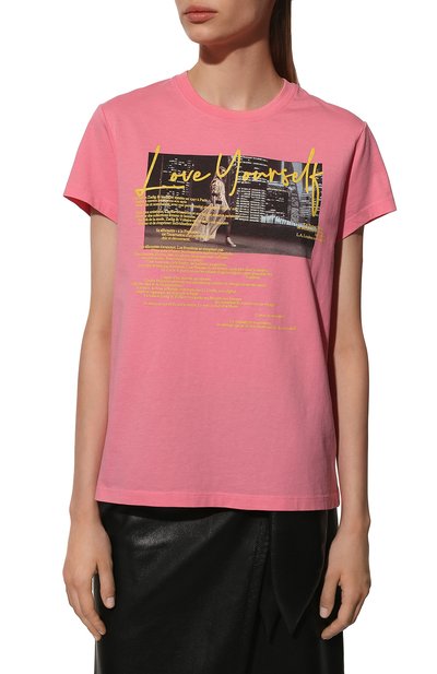Хлопковая футболка ZADIG AND VOLTAIRE розового цвета по цене 8660 руб., арт. JWTS00013, фото 3 Хлопковая футболка ZADIG AND VOLTAIRE, арт. JWTS00013, фото 3