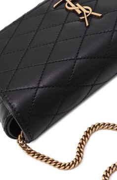 Женская сумка gaby SAINT LAURENT черного цвета, арт. 754051/1EL07 | Фото 3 (Драгоценные камни: Проставлено; Ремень/цепочка: На ремешке; Материал сплава: Проставлено; Материал: Натуральная кожа; Размер: mini)
