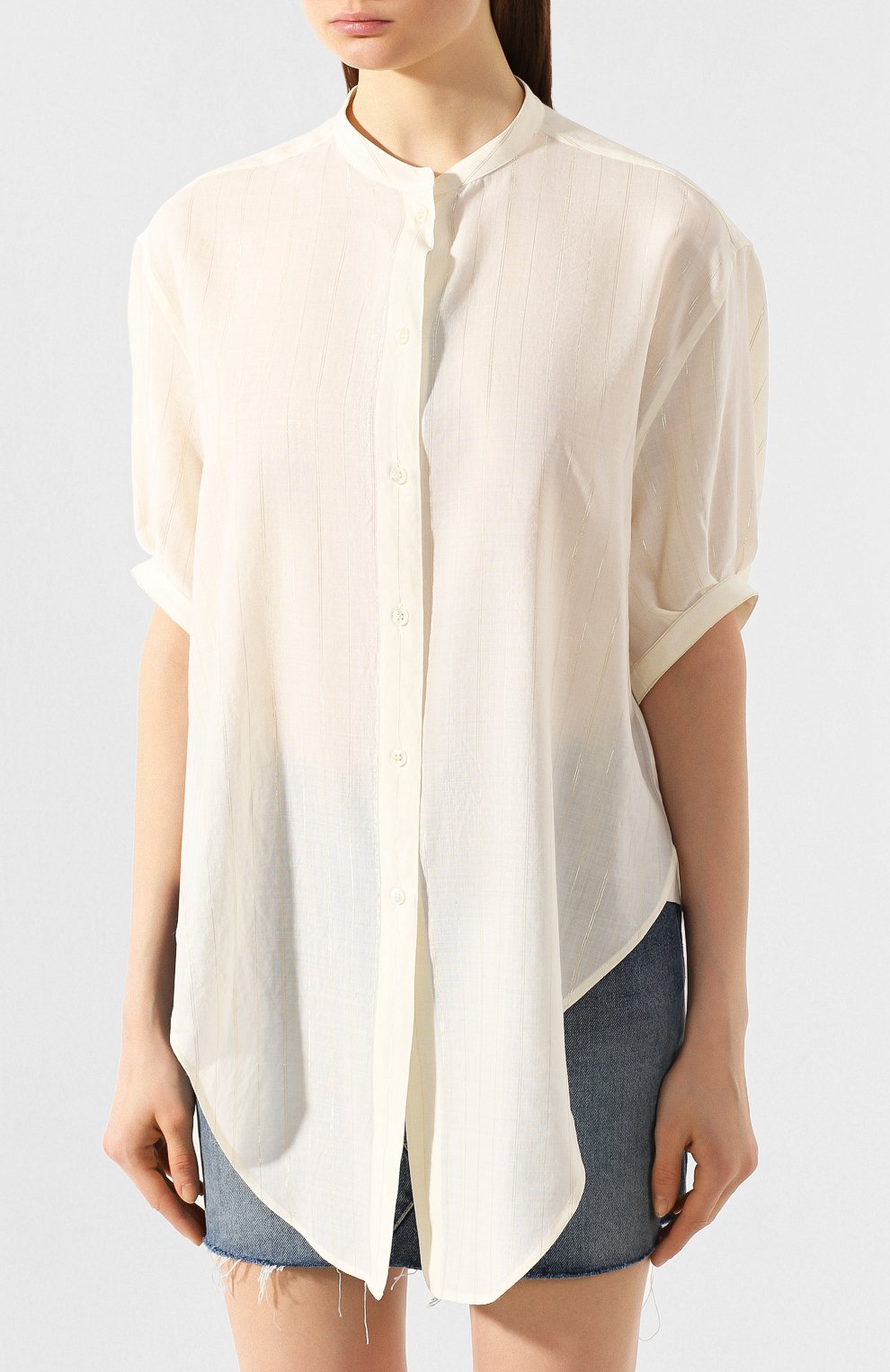 Шерстяная рубашка SAINT LAURENT белого цвета по цене 108000 руб., арт. 607547/Y3A79, фото 3 Шерстяная рубашка SAINT LAURENT, арт. 607547/Y3A79, фото 3