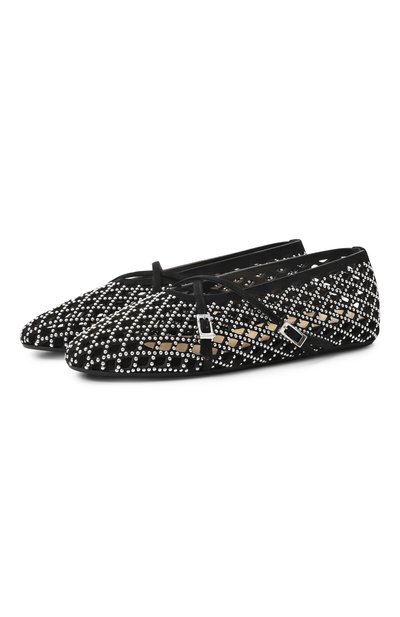 Женские замшевые балетки sparkle mesh MACH & MACH, арт. PF25-S1037-10-SUE-BLK