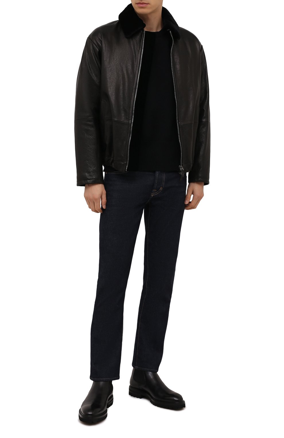 Кожаный бомбер с воротником из овчины GIORGIO ARMANI, арт. BSR15P/BSP22, фото 2