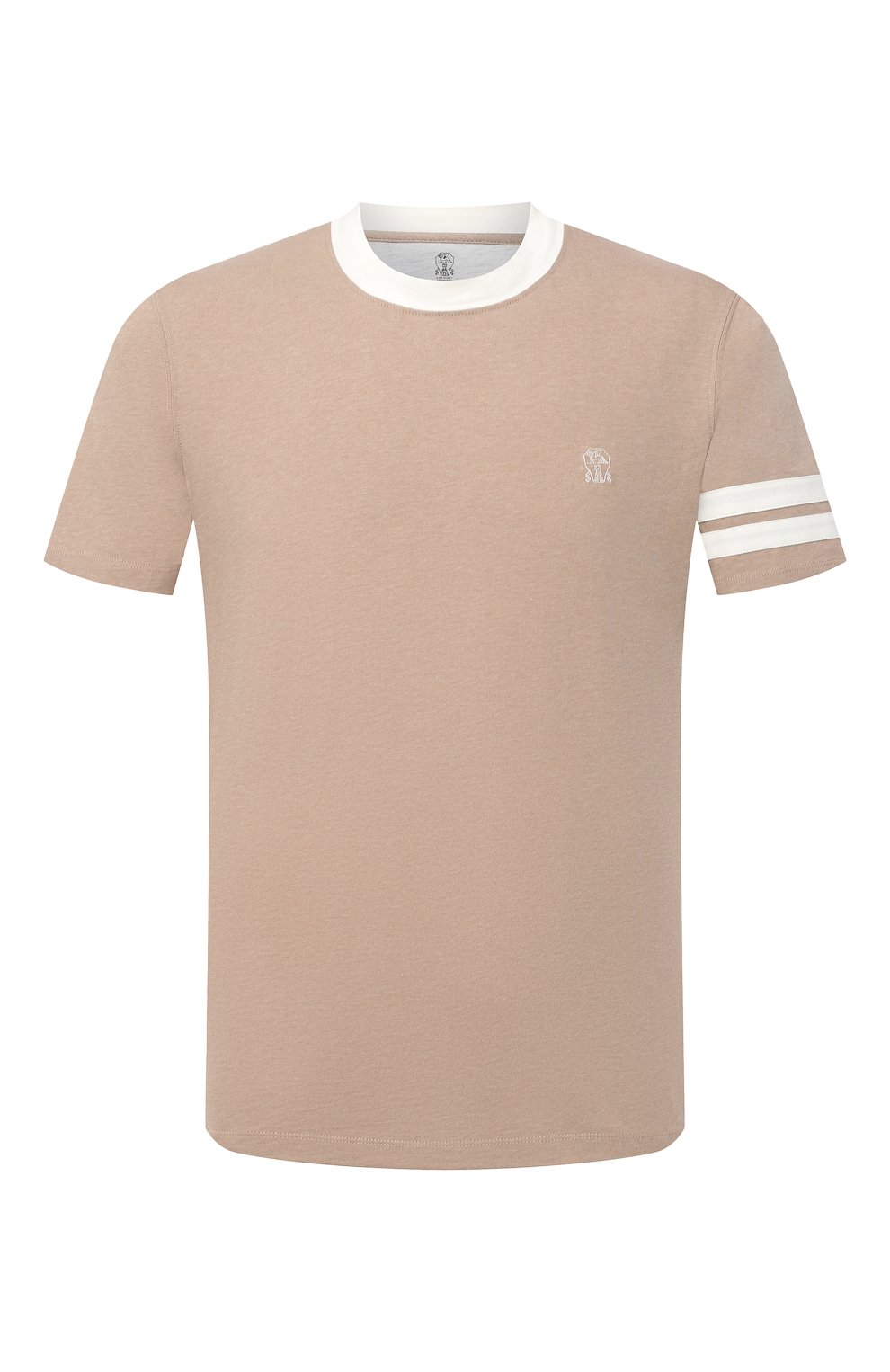 Хлопковая футболка BRUNELLO CUCINELLI бежевого цвета по цене 41950 руб., арт. M0T619640G, фото 1 Хлопковая футболка BRUNELLO CUCINELLI, арт. M0T619640G, фото 1
