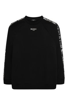 Детская хлопковый костюм BALMAIN черного цвета, арт. BU3P90 | Фото 2 (Девочки Кросс-КТ: Костюмы-спорт; Рукава: Длинные; Материал сплава: Проставлено; Материал внешний: Хлопо�к; Драгоценные камни: Проставлено)